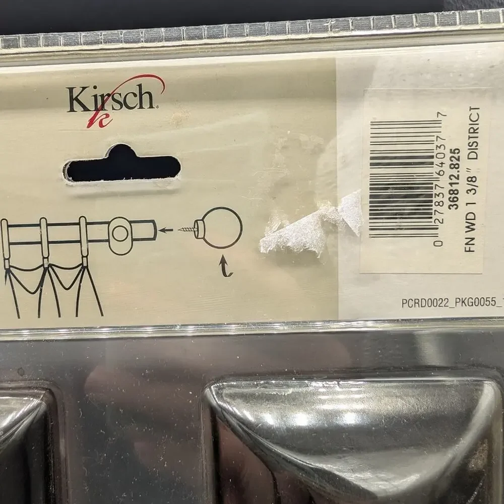 Vintage Black Curtain Rod Finials Kirsch New old stock Black Screw on 1 3/8